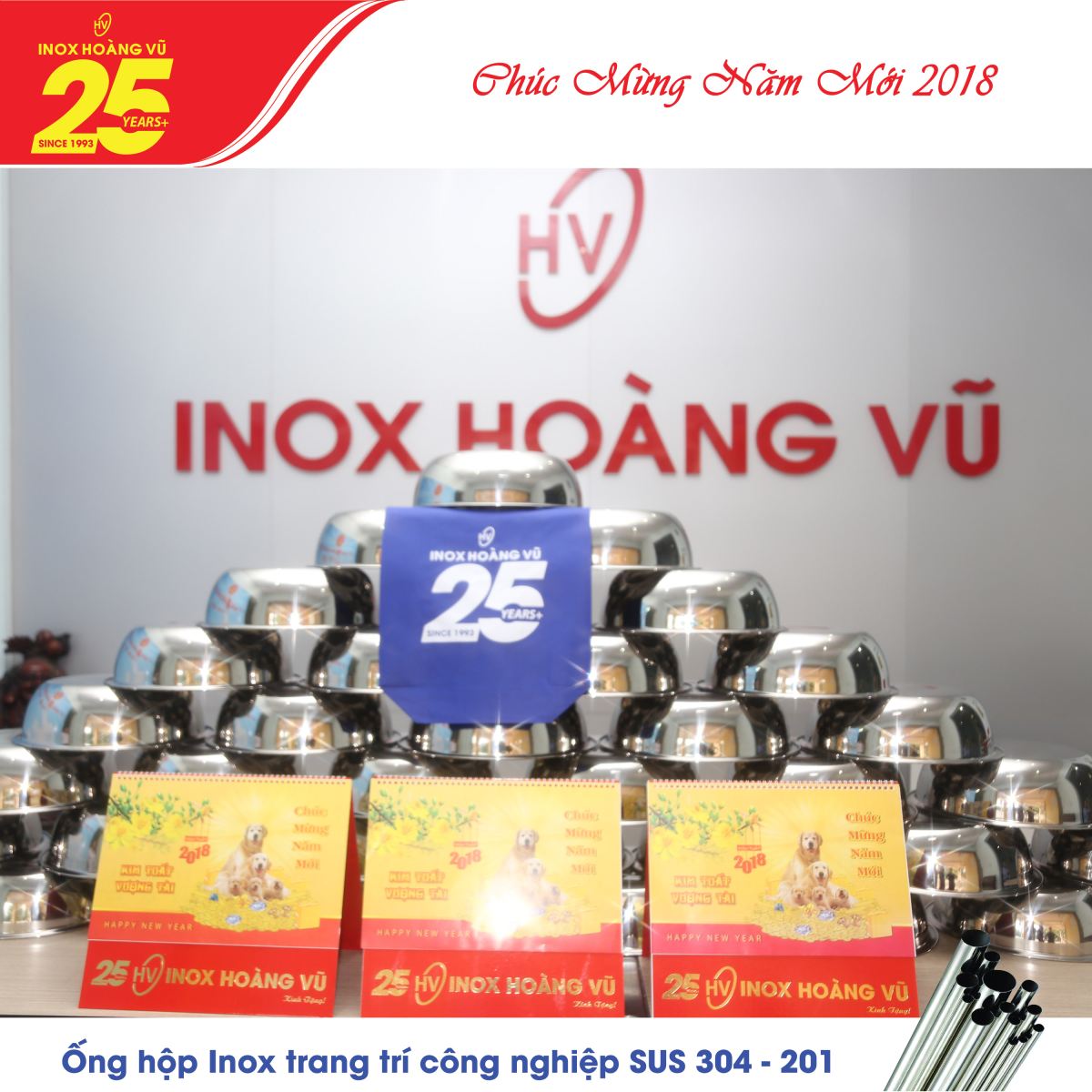 Tập đoàn Inox Hoàng Vũ tặng quà khách hàng nhân dịp năm mới 2018 & kỷ niệm 25 năm thành lập