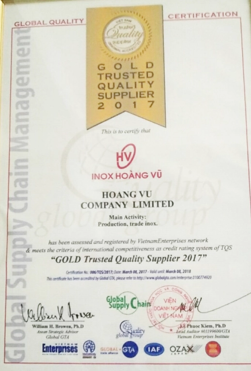 Gold Trusted Quality Supplier 2017 - Nhà cung cấp chất lượng tin tưởng hạng Vàng 2017