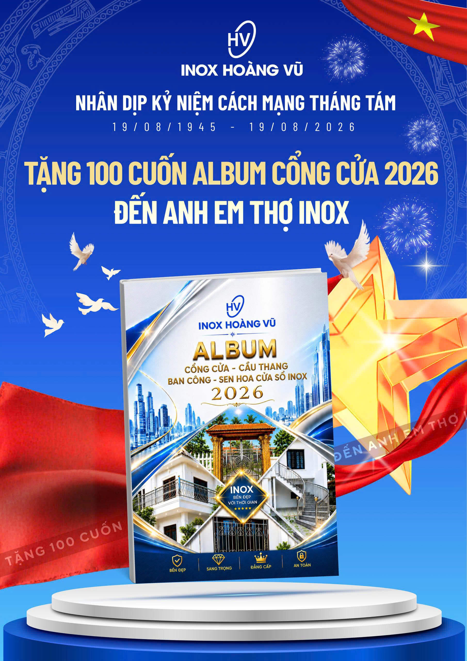 TẶNG 100 CUỐN ALBUM CỔNG CỬA 2026 ĐẾN ANH EM THỢ INOX